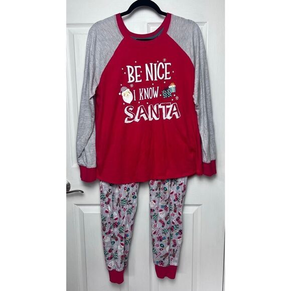 Cuddl Duds Women's Christmas Pajamas Long Sleeve Pant Set Size XL Red Gray - Picture 1 of 12